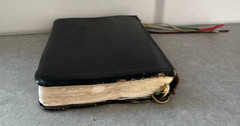 NKJV Pocket Companion Bible by Thomas Nelson #1496S Red Letters Worn Leather