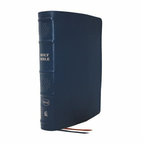 NKJV Single-Column Reference Bible, Genuine Leather, Blue, Comfort Print – Thoma