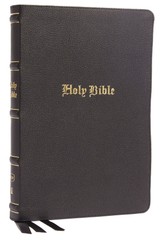 KJV, Thinline Bible, Large Print, Genuine Leather, Black, Red Letter, Co .. NEW