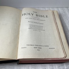 VTG 1953 Holy Bible RSV Nelson & Sons Genuine Leather Black Text + Illustrations