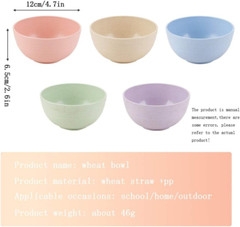 NANAOUS Small Bowls Set of 5, 14 OZ Reusable Wheat Straw Bowl, Kitchen NO.8
