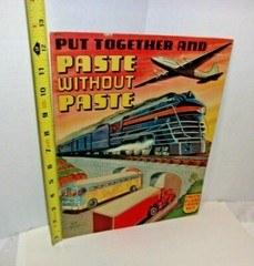 Put Together and Paste Without Paste WWII Era Book Airplane Train Bus Truck