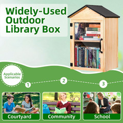 Little Library Box Outdoor 2-Tier Little Library for Neighborhoods Community Sc