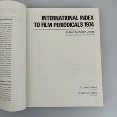 International Index to Film Periodicals 1974 Karen Jones First Edition St