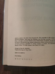 MORTAL ERROR: The Shot That Killed JFK by Bonar Menninger, 1992 First Edition