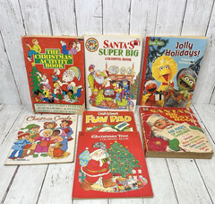 Vintage 1960s / 70s Christmas Coloring Activity Books Lot of 7 Partial Used