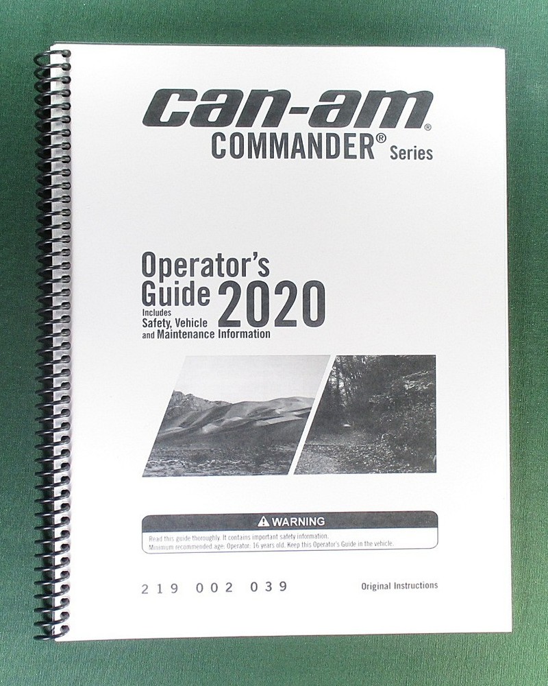 2020 Can-Am Commander XT 800R Owner’s Manual: 187 Pages & Clear Covers