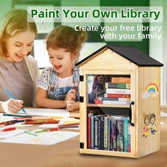 Little Library Box Outdoor, 2-Tier Little Library for Neighborhoods Weatherproof