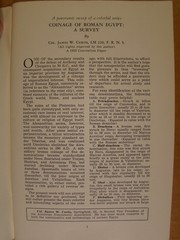 THE COINAGE OF ROMAN EGYPT: A SURVEY – James Curtis (Softbound) Ancient Coins
