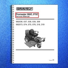 GRAVELY Promaster 260Z 272Z Service Manual 2004 – WIRE BOUND – TOUGH COVERS