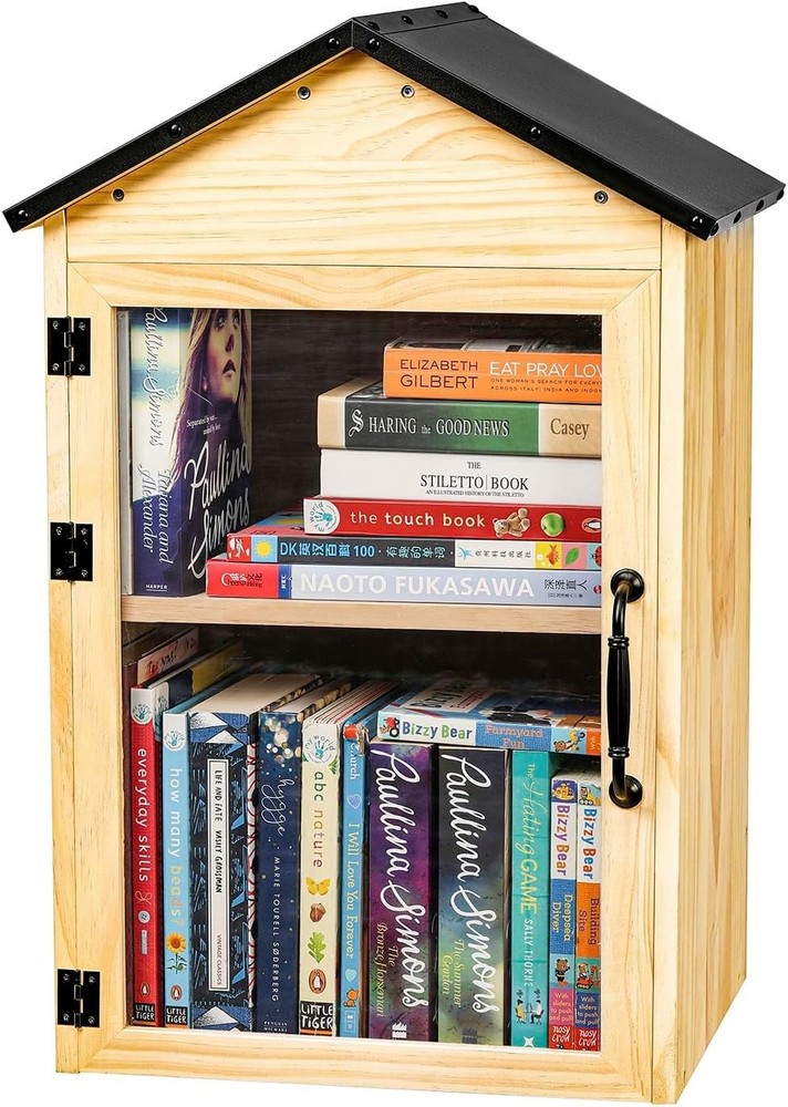 Little Library Box Outdoor, 2-Tier Little Library for Neighborhoods Weatherproof