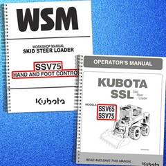 KUBOTA SSV75 OPERATOR & WORKSHOP MANUAL BUNDLE WIRE BOUND, COVERS