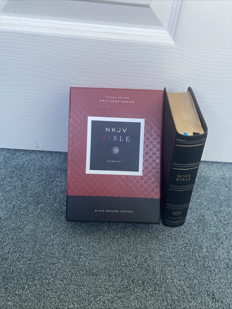 NKJV Compact Bible, Maclaren Series—Genuine Leather, Black, Two Ribbons