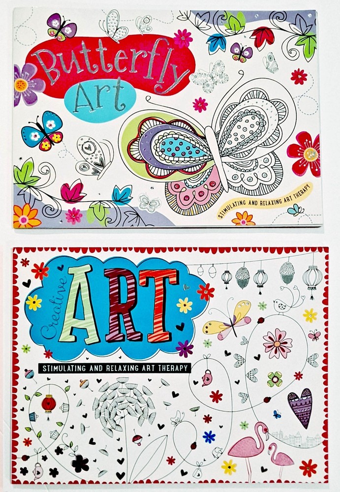 2 Butterfly Art Coloring Books: set of 2 (56 pages total) doodles for relaxation