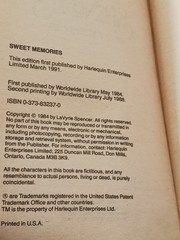 Sweet Memories LaVyrle Spencer Paperback Romance Novel Vintage 1993 Love Story