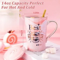Thoughtful Mother-in-Law Gift: 14oz Pink Marble Mug with Elegant Gold Accents